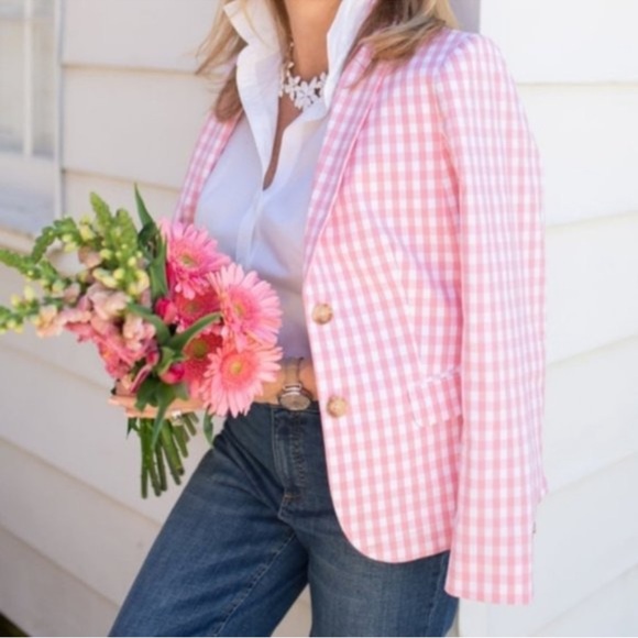 Talbots Jackets & Blazers - NWT Talbots Pink and White Gingham Blazer